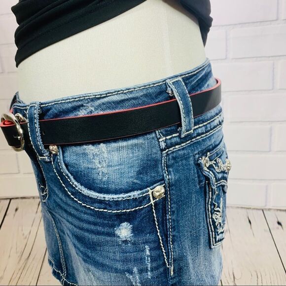 Express Red & Black Reversible Oval Buckle Belt- M - Picture 9 of 14